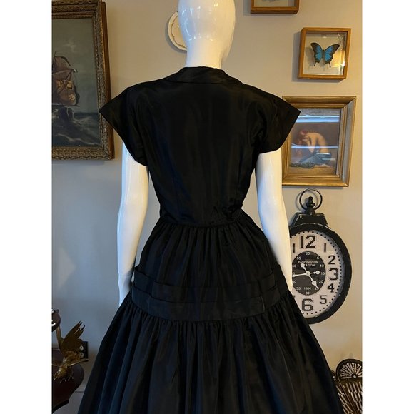 1940's Emma Domb Taffeta Maxi dress listing Size 8 10 see measurements Does NOT - Picture 5 of 11